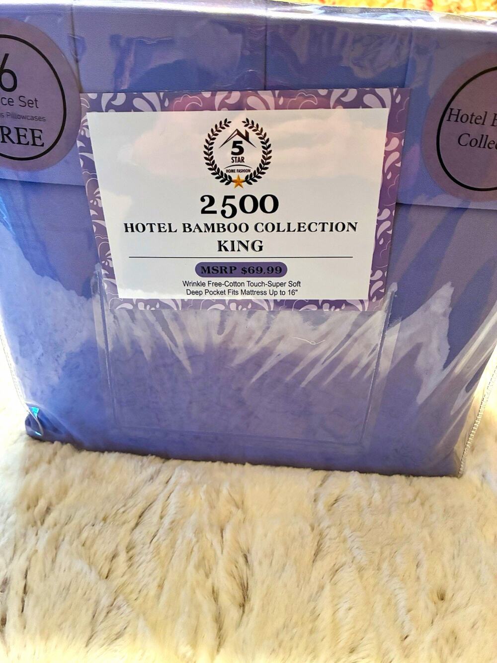 Hotel Bamboo Collection 2500 King 6pc Bamboo Sheet Set Deep Pocket Purple